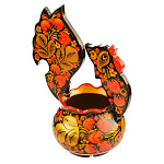 0038418  Хохлома СОЛОНКА "Петушок" средняя 21*12*9см