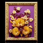 0066343-НП Янтарь, Цветочная композиция в раме , настольная 20*25см на стекле