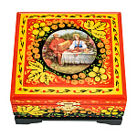 0061541/12*11,5 Хохлома Шкатулка "ИГРАЙ ГАРМОНЬ.РЯБИНА" Р18