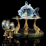 0010707 Златоуст ИКОРНИЦА+3 рюмки стекло RAZ-10109