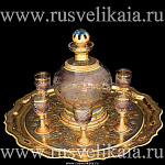 0028119/6перс Златоуст Набор ликерный : Графин+6 рюмок, Блюдо Чешское стекло, Фианиты в ПУ