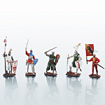 0028598 Оловянная миниатюра НАБОР солдатиков 5 фигур "Рыцари"