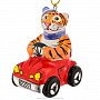 Елочная игрушка "Тигр на машинке". Майолика, фотография 1. Интернет-магазин ЛАВКА ПОДАРКОВ