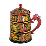 0033132  Хохлома КРУЖКА "БОГАТЫРСКАЯ" с крышкой