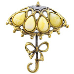 0058460/1856.4 Брошь Зонтик ажурный (белый)