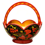 0020288/11*23/руч-рез-кудрина Хохлома КОНФЕТНИЦА 11*23см РУЧКИ