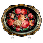 Поднос с авторской росписью "Цветы" 38х31 см, фотография 3. Интернет-магазин ЛАВКА ПОДАРКОВ