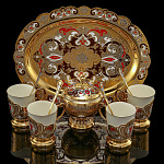  Златоуст Набор кофейный на 4 пер. с сах-цей на блюде (эмаль)