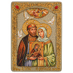 200483-RTI-648-6. m/21*29см Икона подарочная "Петр и Феврония" мор.дуб  в ПУ 