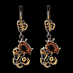 821916/5,58г  Серебро 925* СЕРЬГИ вст.Янтарь р/п