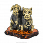 Статуэтка с янтарем "Пес и волк", фотография 1. Интернет-магазин ЛАВКА ПОДАРКОВ