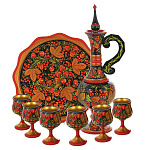 0017817  Хохлома Набор "Водочный" 8пр. Графин+6рюмок+поднос