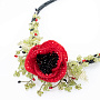 Колье из бисера и камня "Алый мак", фотография 2. Интернет-магазин ЛАВКА ПОДАРКОВ