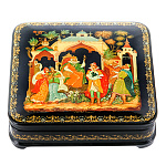 0070096-12*12  Лаковая миниатюра Палех Шкатулка ЦАРЕВНА ЛЯГУШКА Пермякова