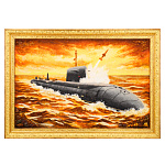 Картина янтарная "Подводная лодка" 40х60 см