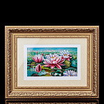 0066314/42*34см  Картина "Лотосы" №2 в раме ПЕРЛАМУТР  горизонтальная