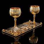 0070848 Златоуст НАБОР КОНЬЯЧНЫЙ "РОЗА" (2 фужера метал)