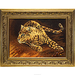 Картина янтарная "Леопард"