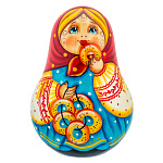 201522 Нат.дерево МАТРЕШКА-неваляшка "Девочка с баранками" 7*11см 020106