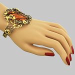 724022/36,44г  Серебро 925* БРАСЛЕТ вст.Янтарь фианит р/п