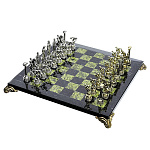 0040648/20*20см  Нат.камень ШАХМАТЫ с фигурами  "Дискобол"Змеевик