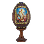 0076701/7см ЯЙЦО ПАСХАЛЬНОЕ С ЛИКОМ 'ВОСКРЕСЕНИЕ ХРИСТОВО"на подставке 11см  (дерево)