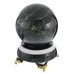 0051483/9154 Нат.камень ШАР на подставке АНТИСТРЕСС змеевик темный 100мм 2200гр.