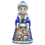 0011139 Скульптура из дерева " Снегурочка" олени 19 см