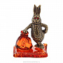 Бронзовая статуэтка с янтарем "Кролик с мешком денег", фотография 1. Интернет-магазин ЛАВКА ПОДАРКОВ