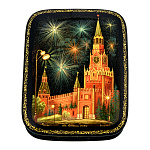 0065099-14*11см  Лаковая миниатюра Палех ШКАТУЛКА "Москва" Бикина 