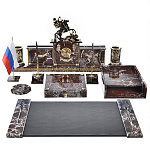 05012 Нат.камень ПИСЬМЕННЫЙ НАБОР "БОСС" мрамор под яшму (полная комплектация)