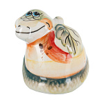 201435 Гжель Скульптура "ЗМЕЯ НА ЯБЛОКЕ" высота 6 см, цвет