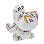 0072174 Гжель Скульптура  "ДРАКОН ОЧАРОВАШКА" цвет,золоте 6*3*6 см