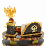 Письменный набор из янтаря "Герб России"