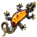 0049821/389.4 Брошь Ящерка (коньячный)