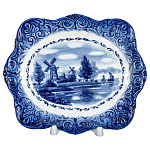  Гжель Тарелка сувенирная настенная МЕЛЬНИЦА 18*15 см