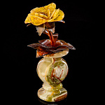 Сувенир "Роза в вазе" (янтарь, оникс)
