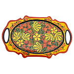 255061 Хохлома ПОДНОС с росписью овал 40*25см 