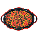 0078340 Хохлома ПОДНОС ОВАЛЬНЫЙ 40*24см