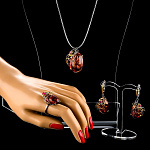 0025507 Серебро 925 КОМПЛЕКТ серьги9,08; кольцо5,18, подвеска6,78 фианит р/п