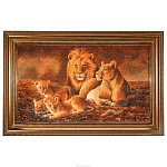 Картина янтарная "Лев. Семья" 69х117 см