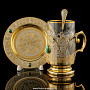 Чайный набор с подстаканником "Малахит". Златоуст, фотография 1. Интернет-магазин ЛАВКА ПОДАРКОВ