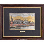 /16,5*21см Офорт цветной "Вид на набережную Кремля" 