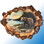 0023020 Нат. дерево  ПАННО настенное "МЕДВЕДЬ" (кап карельской березы) (01269)