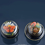 -Б  лак.мин. ШКАТУЛКА для колец/запонок"Бабочка"d=7.5см h=4см Авт.Краснов