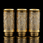 0017456/МЗ-580 Златоуст НАБОР "ТРОЙКА" 3 стопки позолота, в ПУ 