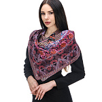 0074380 Крепдешин 89*89см ПЛАТОК ППС авт.Макаганчук Инна ОРНАМЕНТ (шелк 100%)  роз-цикломен10148-4