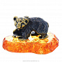 Статуэтка с янтарем "Медведь с рыбкой" (коньячный), фотография 1. Интернет-магазин ЛАВКА ПОДАРКОВ