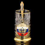 0058263/6657 Златоуст Подстаканник (триколор) ГЕРБ РФ SUV - 6657