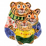 Колокольчик "Семья тигров". Майолика, фотография 1. Интернет-магазин ЛАВКА ПОДАРКОВ